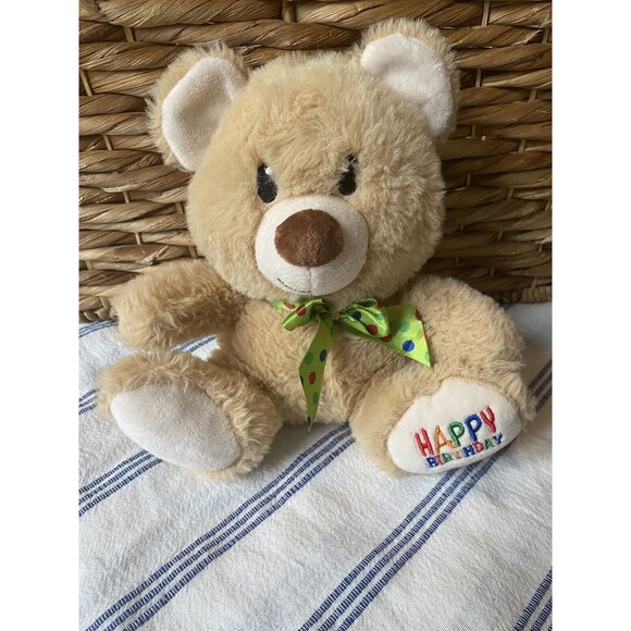American Greetings Happy Birthday Tan SittingTeddy Bear Plush Stuffed - Picture 1 of 7